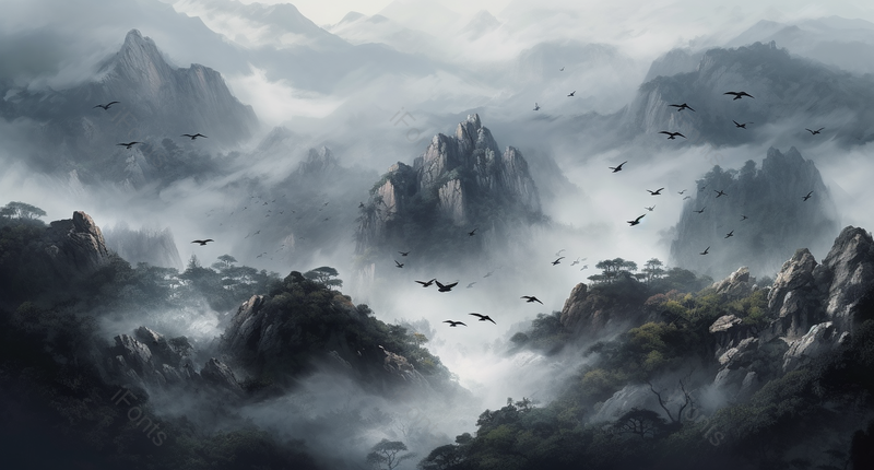 山峰中国画水墨风手绘背景图,插画/手绘图,插画/手绘图库,插画/手绘图下载,插画/手绘